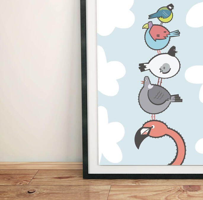 Toppling Birds Print